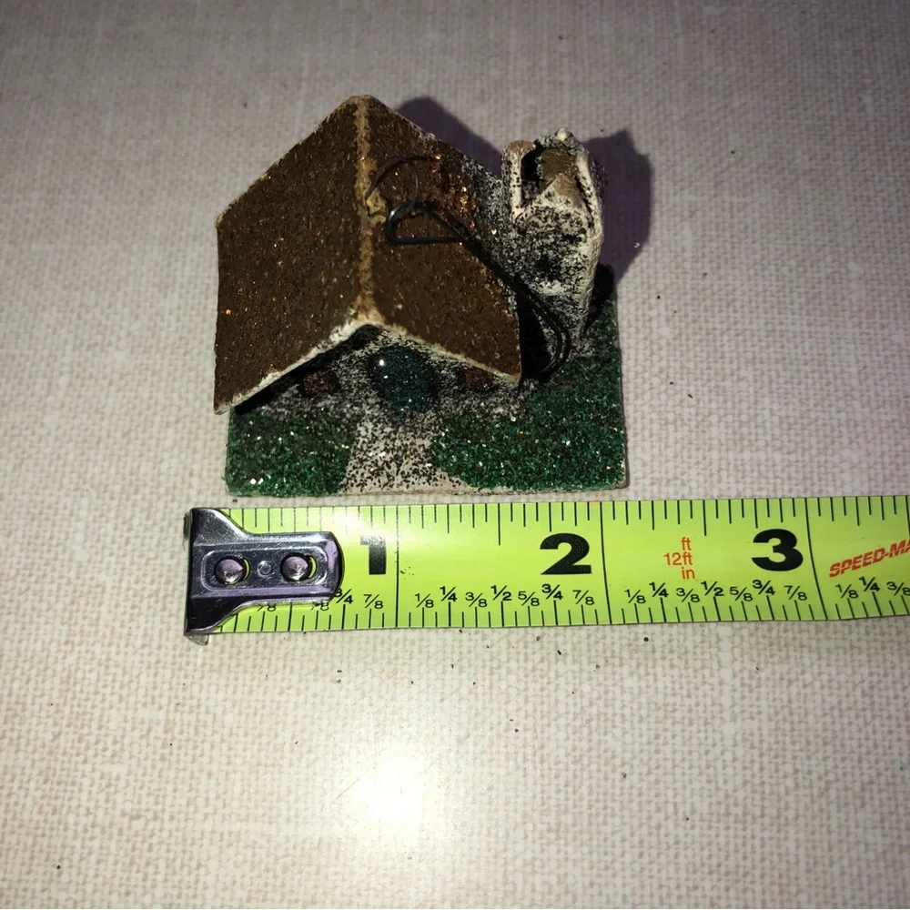 Vintage Paper‎ Cardboard Glitter Church House Christmas Tree Ornament Japan Made